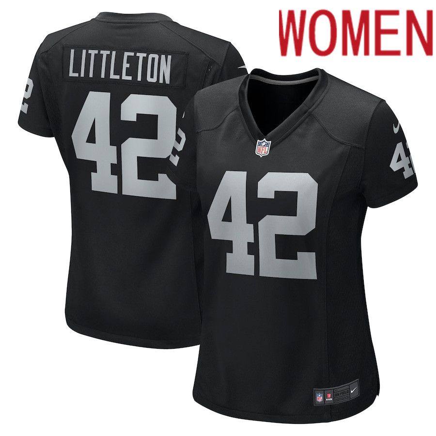 Women Oakland Raiders #42 Cory Littleton Nike Black Game NFL Jersey->women nfl jersey->Women Jersey